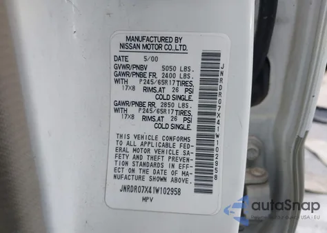 2001 Infiniti Qx4 Luxury из США, поврежденный, VIN JNRDR07X41W102958